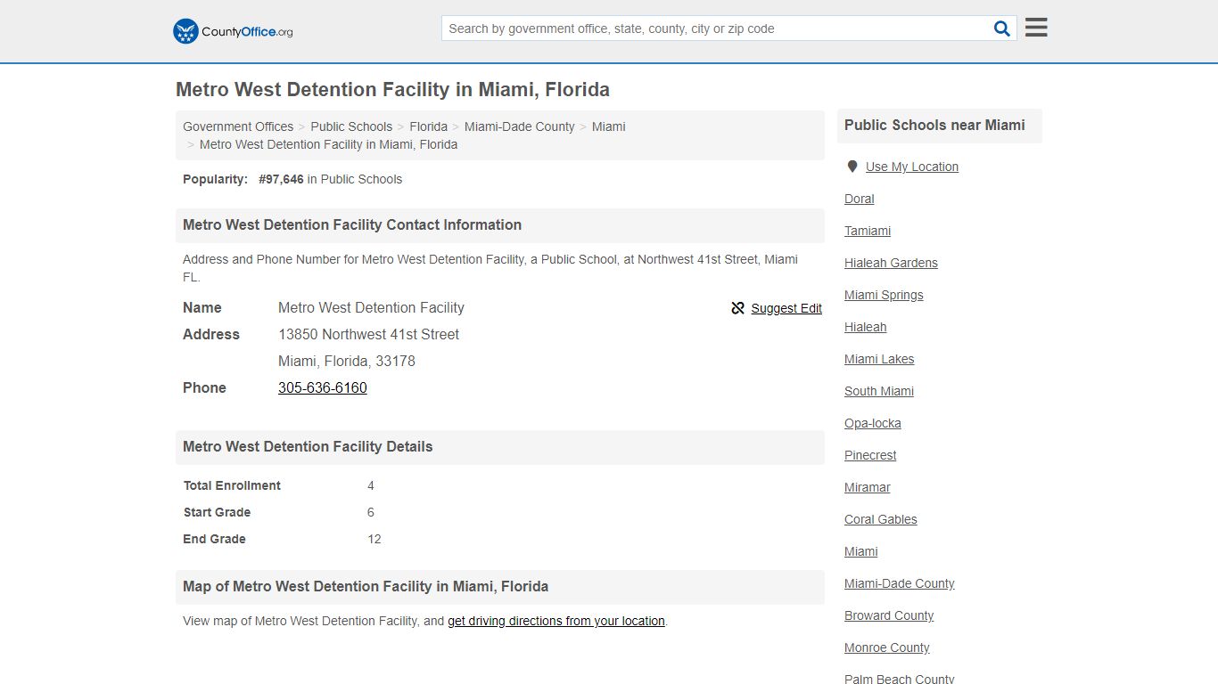 Metro West Detention Facility - Miami, FL (Address and Phone)