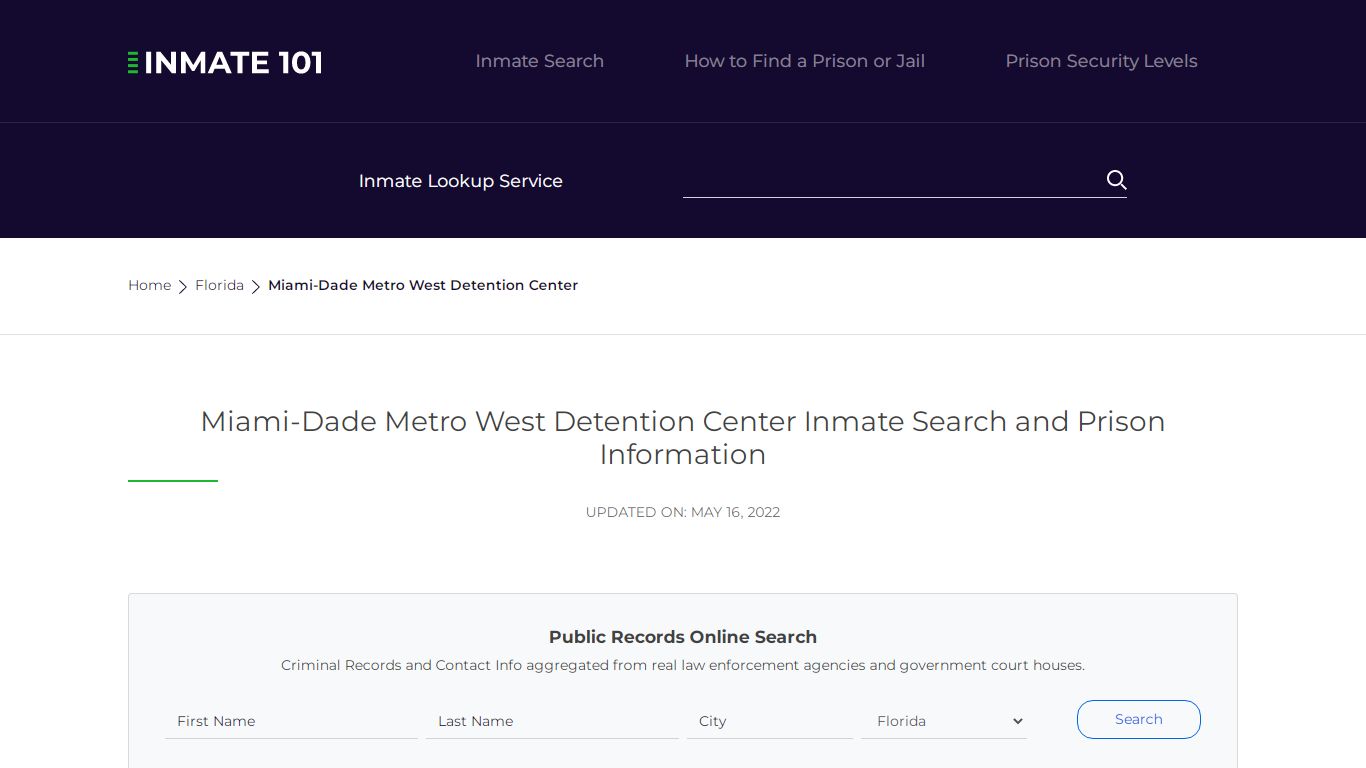 Miami-Dade Metro West Detention Center - Inmate101